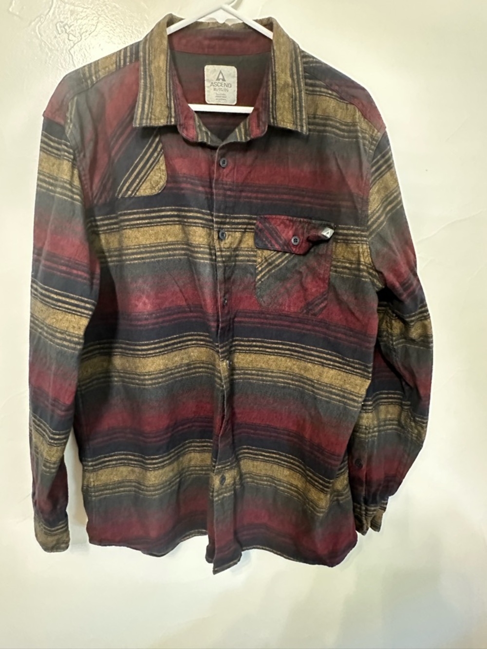 Ascend Burgundy and Mustard Striped Collar Shirt